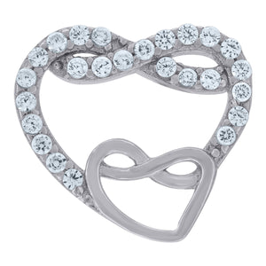925 Sterling Silver Womens Cubic-Zirconia Heart Charm Pendant