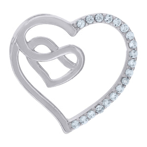 925 Sterling Silver Womens Cubic-Zirconia Heart Charm Pendant