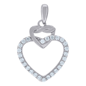 925 Sterling Silver Womens Cubic-Zirconia Heart Charm Pendant
