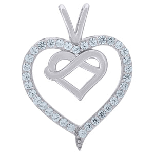 925 Sterling Silver Womens Cubic-Zirconia Heart Charm Pendant