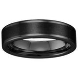 Tungsten Black Mens Ridged Edge Brushed Comfort-fit Anniversary Band 6mm Size-14