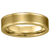 Tungsten Yellow Tone Mens Ridged Edge Brushed Comfort-fit Wedding Band 6mm Size-10.5