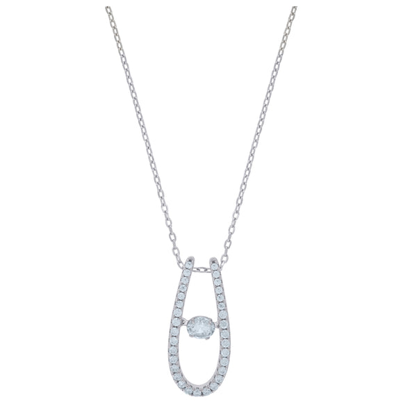 925 Sterling Silver Women Cubic Zirconia Rolo Link Necklace