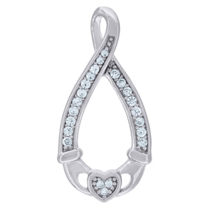 925 Sterling Silver Womens Cubic-Zirconia Infinity Claddagh Charm Pendant