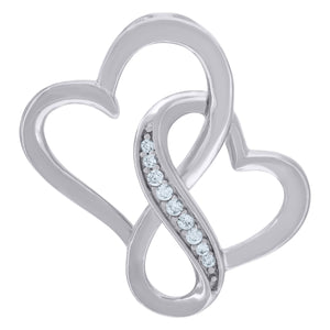 925 Sterling Silver Womens Cubic-Zirconia Intertwined Heart Charm Pendant