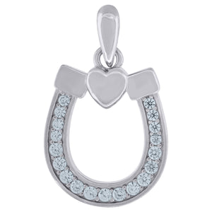 925 Sterling Silver Womens Cubic-Zirconia Horseshoe Goodluck Charm Pendant