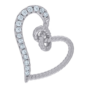 925 Sterling Silver Womens Cubic-Zirconia Love Knot Heart Charm Pendant