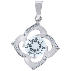 925 Sterling Silver Womens Cubic-Zirconia Flower Charm Pendant