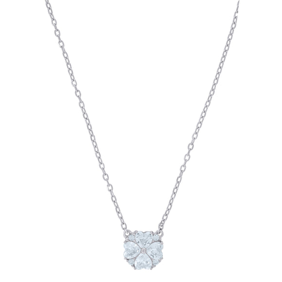 925 Sterling Silver Women Cubic Zirconia Fashion Flower Necklace