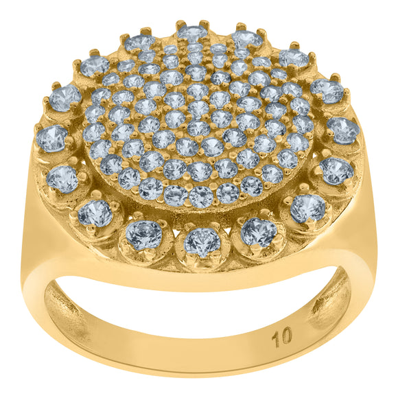 10kt Yellow Gold Mens Cubic Zirconia CZ Ring Size 7