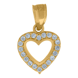 10kt Yellow Gold Women Cubic-zirconia Love Heart Pendant