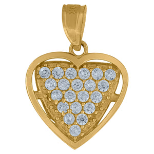 10kt Yellow Gold Women Cubic-zirconia Love Heart Pendant