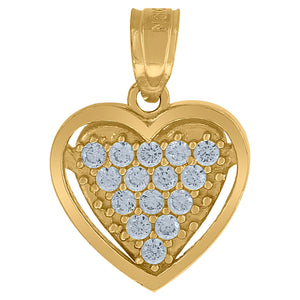 10kt Yellow Gold Women Cubic-zirconia Love Heart Pendant