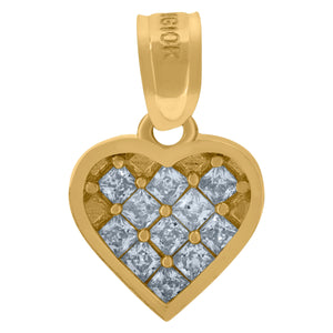 10kt Yellow Gold Womens Princess-cut Cubic Zirconia Cubic-zirconia Heart Charm Pendant