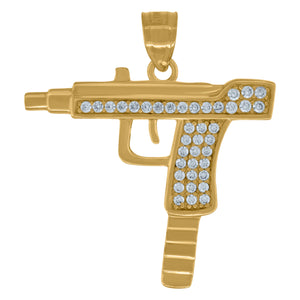 10kt Yellow Gold Mens Cubic Zirconia Cubic-zirconia Machine Gun Charm Pendant
