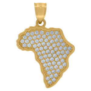 10kt Yellow Gold Mens Cubic Zirconia Africa Map Charm Pendant
