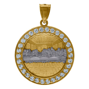10KT Two-Tone Gold Mens Cubic Zirconia Last Supper Medallion Religious Charm Pendant
