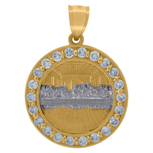 10kt Two-tone Gold Unisex Cubic-zirconia Last Supper Religious Round Medal Pendant