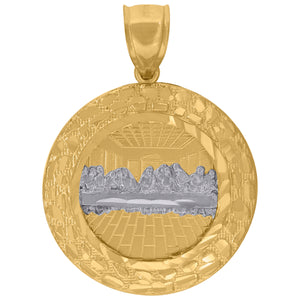 10kt Two-tone Gold Unisex Diamond-cut Last Supper Religious Charm Pendant