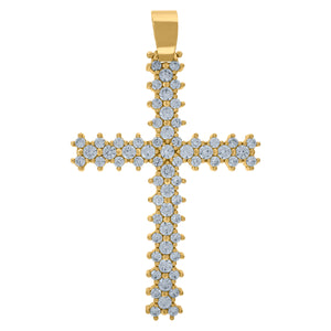10KT Yellow Gold Mens Cubic Zirconia Cross Religious Charm Pendant