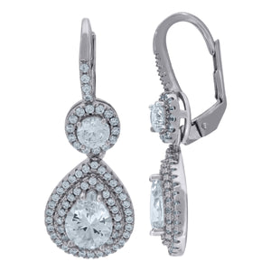 925 Sterling Silver Womens Pear Cubic Zirconia Tear Drop Dangle Earrings