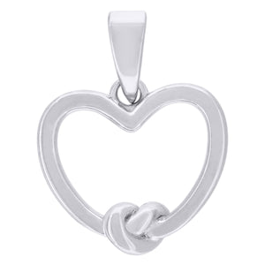 925 Sterling Silver Womens Love Knot Heart Charm Pendant