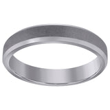 Titanium Mens Brushed Beveled Edge Comfort Fit Wedding Band 4mm Size 10