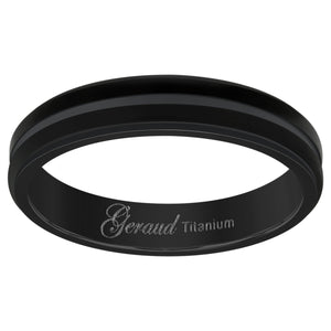 Titanium Black Mens Grooved Center Ridged Edge Comfort Fit Wedding Band 4mm Size 7