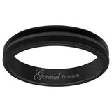 Titanium Black Mens Grooved Center Ridged Edge Comfort Fit Wedding Band 4mm Size 7.5