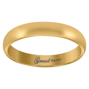 Titanium Yellow Tone Mens Domed Comfort Fit Wedding Band 4mm Size 7