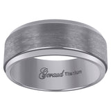 Titanium Mens Brushed Beveled Edge Comfort Fit Wedding Band 8mm Size 12