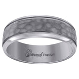 Titanium Mens Brushed Hammered Comfort Fit Wedding Band 8mm Size 10