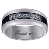 Titanium Black Tone Mens Cubic Zirconia CZ Beveled Edge Comfort Fit Wedding Band 8mm Size 12.5