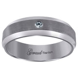 Titanium Mens Cubic Zirconia CZ Brushed Beveled Edge Comfort Fit Wedding Band 7mm Size 12
