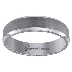 Titanium Mens Brushed Beveled Edge Comfort Fit Wedding Band 6mm Size 7