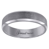 Titanium Mens Brushed Beveled Edge Comfort Fit Wedding Band 6mm Size 9