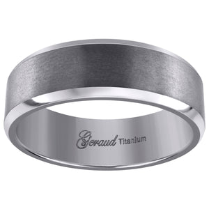 Titanium Mens Brushed Beveled Edge Comfort Fit Wedding Band 8mm Size 8
