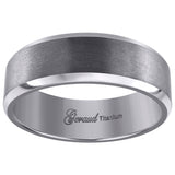 Titanium Mens Brushed Beveled Edge Comfort Fit Wedding Band 8mm Size 10.5