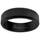 Titanium Black Mens Brushed Beveled Edge Comfort Fit Wedding Band 6mm Size 12