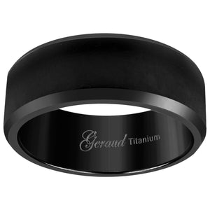 Titanium Black Mens Brushed Beveled Edge Comfort Fit Wedding Band 8mm Size 8