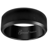 Titanium Black Mens Brushed Beveled Edge Comfort Fit Wedding Band 8mm Size 10.5