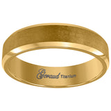 Titanium Gold Tone Mens Brushed Beveled Edge Comfort Fit Wedding Band 6mm Size 9