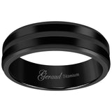 Titanium Black Mens Grooved Center Ridged Edge Comfort Fit Wedding Band 6mm Size 7.5