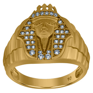 10kt Yellow Gold Mens Cubic Zirconia King Of Pharaoh Ring