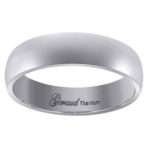 Titanium Mens Domed Comfort Fit Wedding Band 6mm Size 7