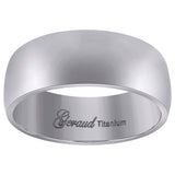 Titanium Mens Domed Comfort Fit Wedding Band 8mm Size 9