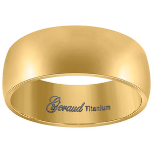 Titanium Yellow Tone Mens Domed Comfort Fit Wedding Band 8mm Size 8