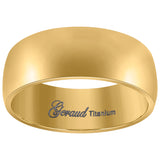Titanium Yellow Tone Mens Domed Comfort Fit Wedding Band 8mm Size 8